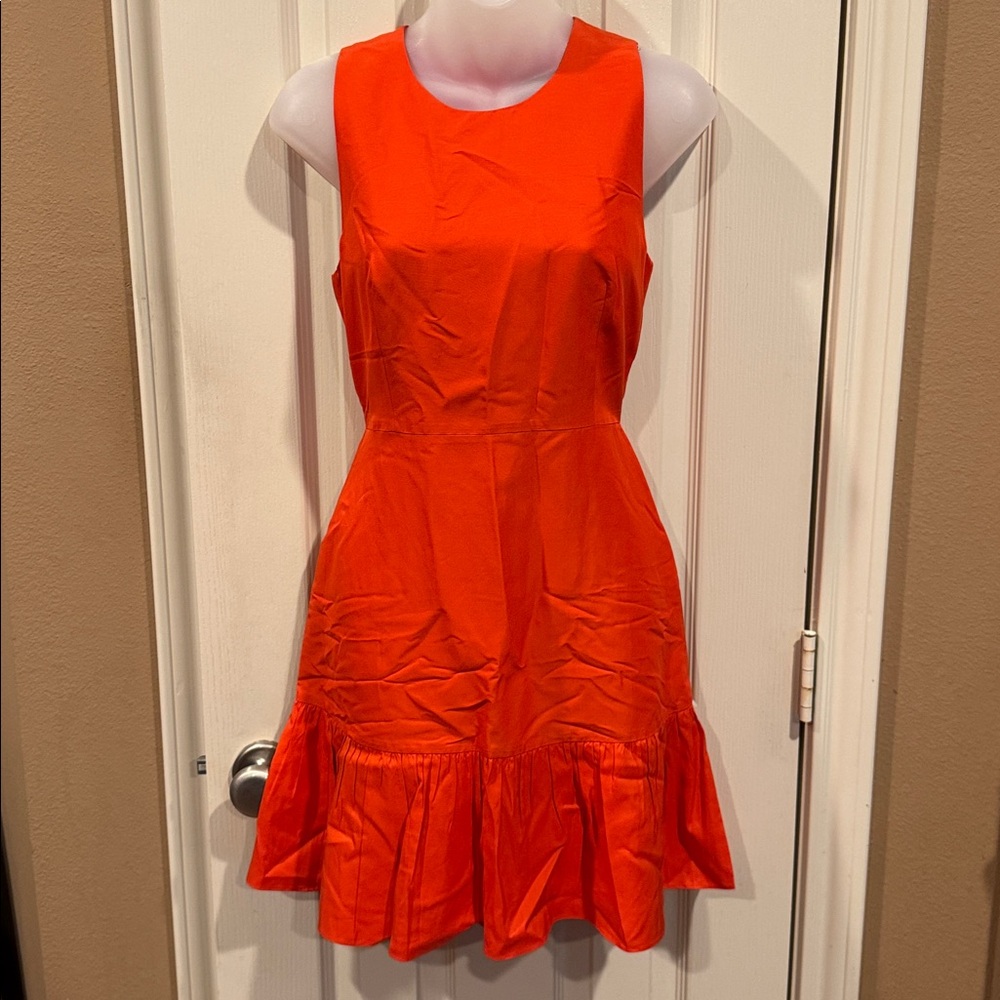 J Crew Fit and Flare Orange Dress. Sz 4 Petite